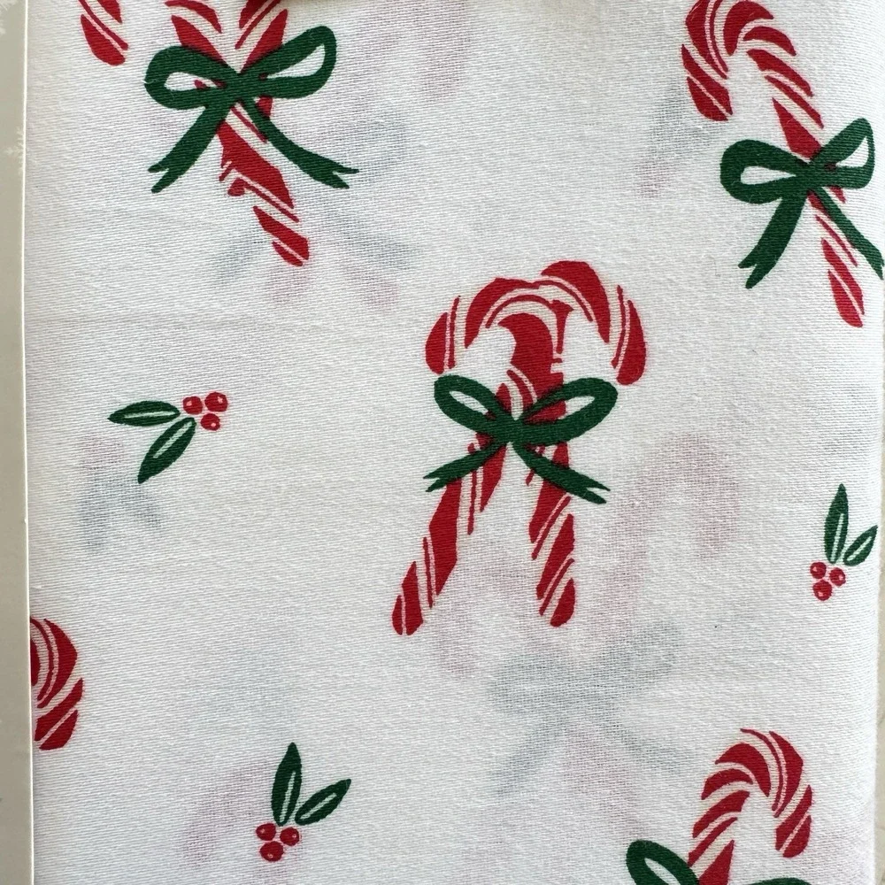 New Martha Stewart Holiday Christmas KING Sheet Set Candy Canes Cotton Cottage